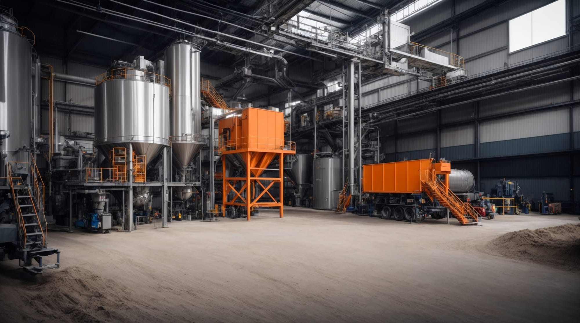 advanced technology Modern compact design of a dry concrete batching plant with advanced technology integrations