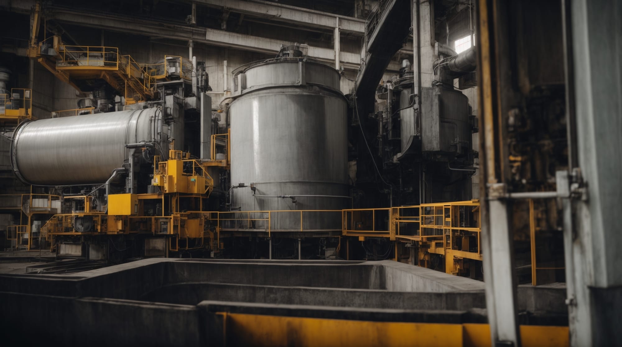 a close-up of an automated mixing system in operation at a concrete plant