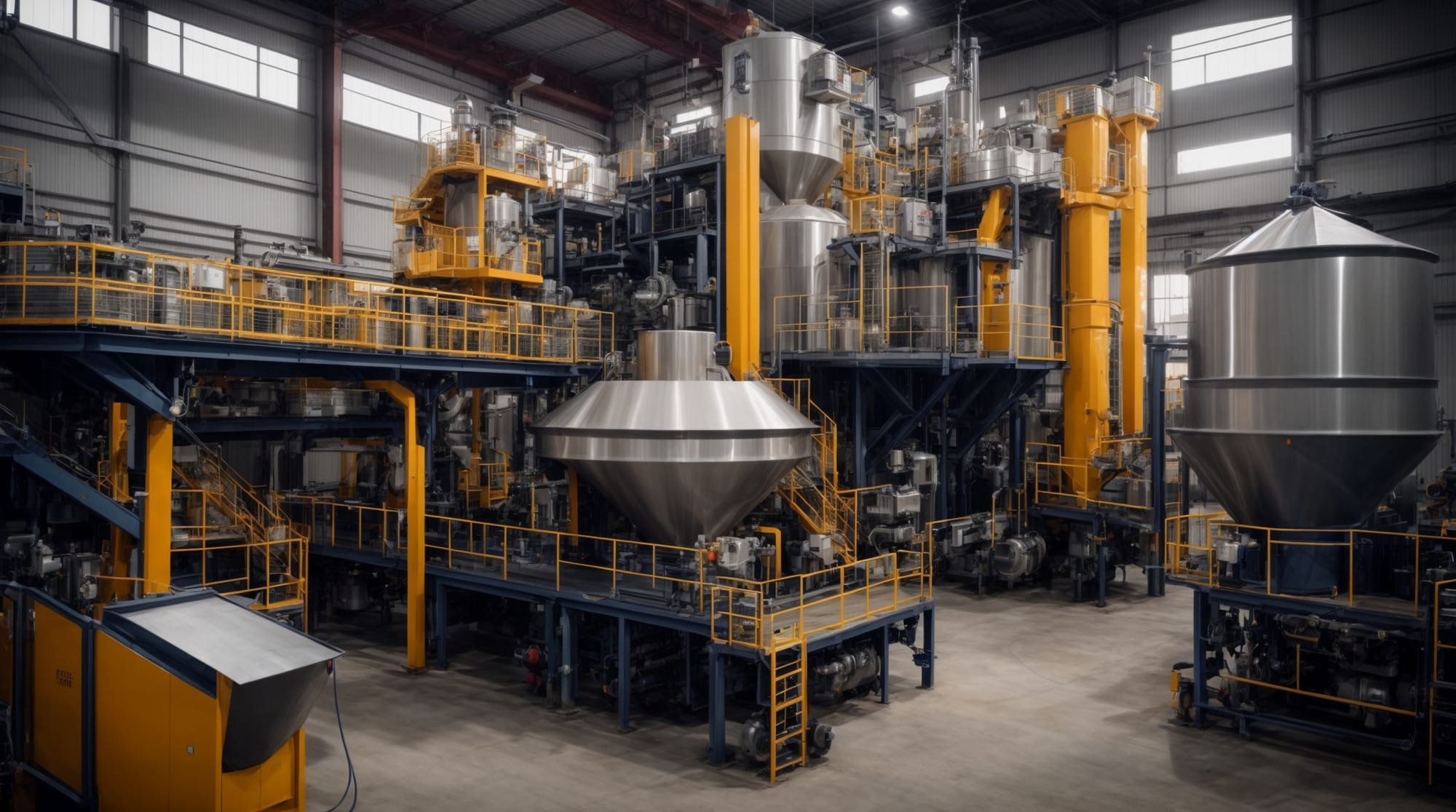 Automated machinery in a dry concrete batching plant enhancing mix precision