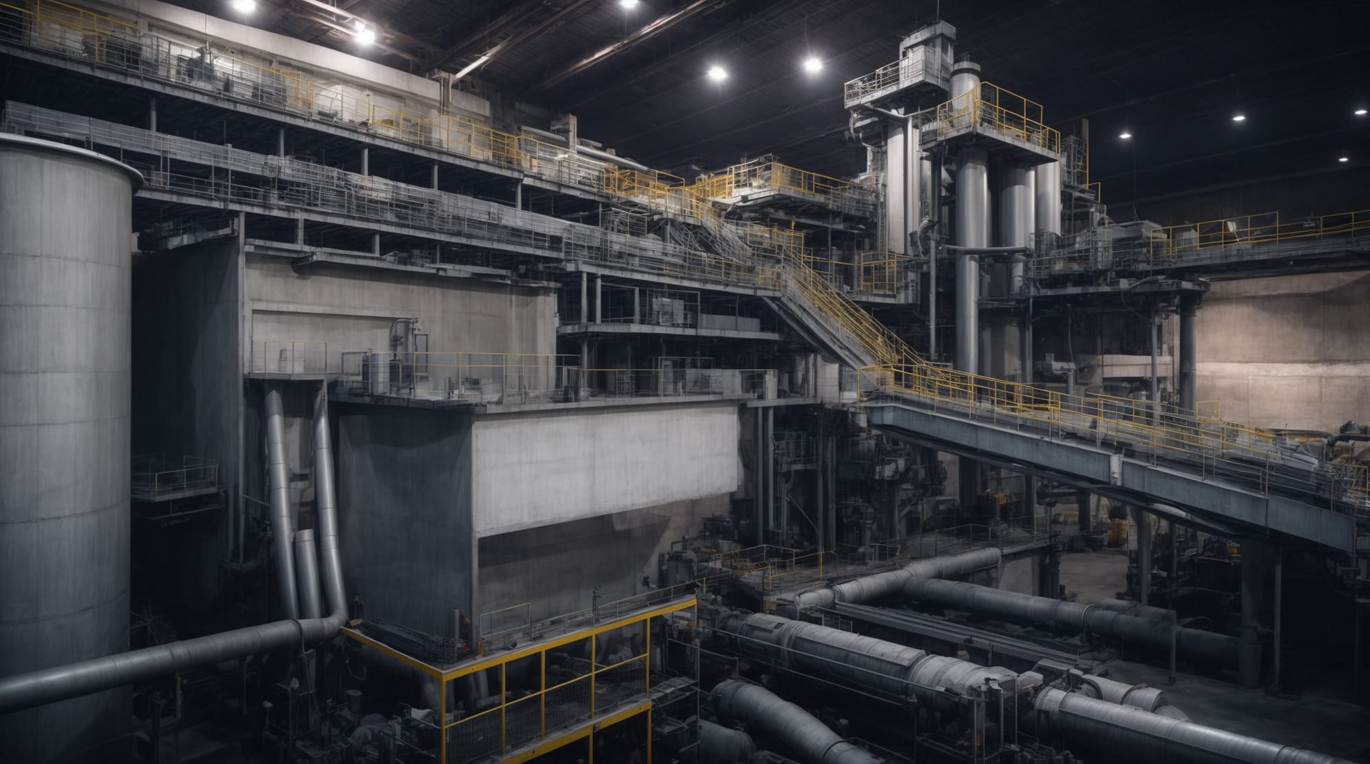 architectural blueprint of modern dry batch concrete plant