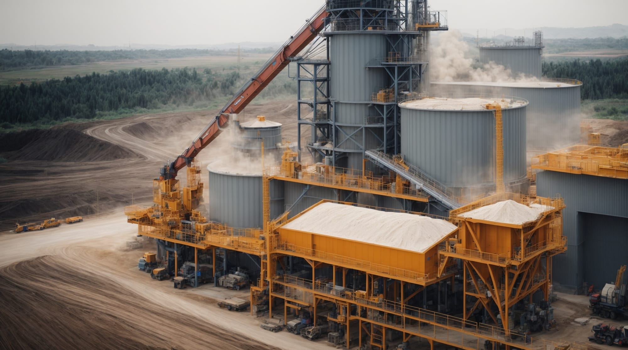 modern dry concrete batching plant in operation