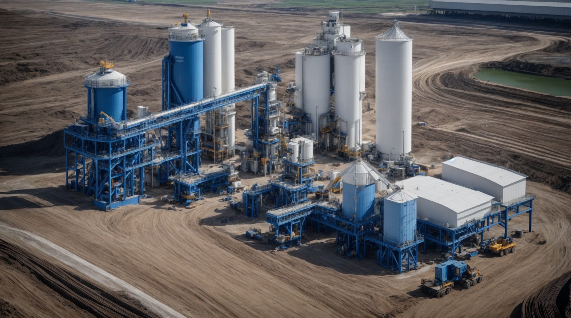 Modern automated concrete batching plant in operation