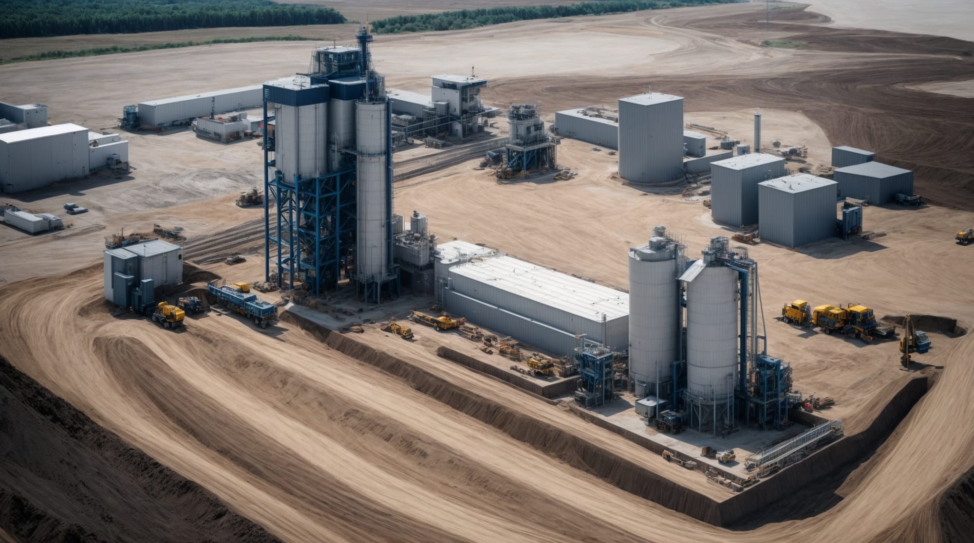 Modern dry concrete batching plant with automated control systems