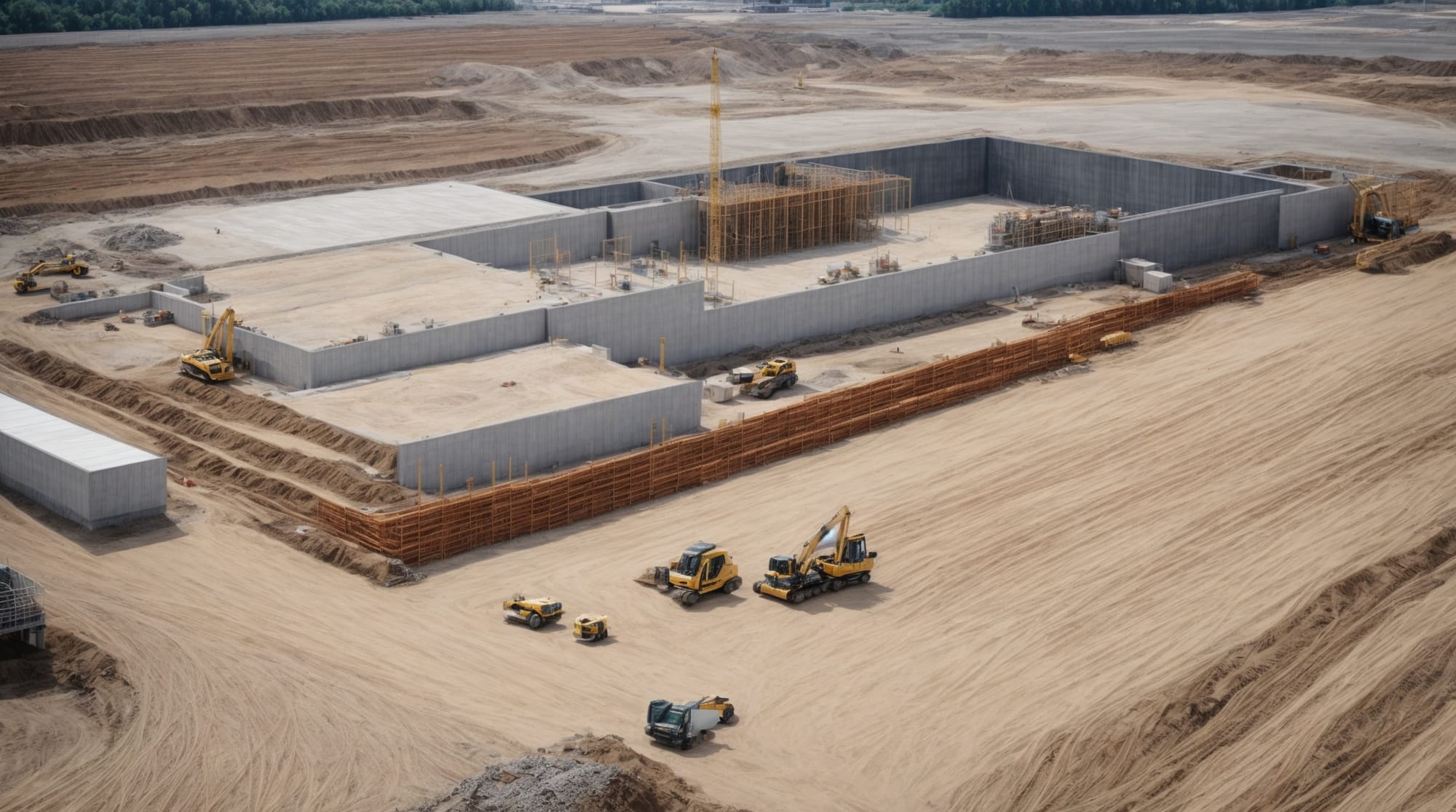 an infographic of advanced concrete technologies at a construction site