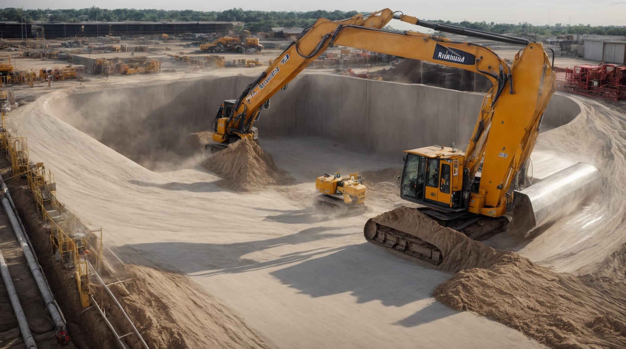 concrete being poured at construction site