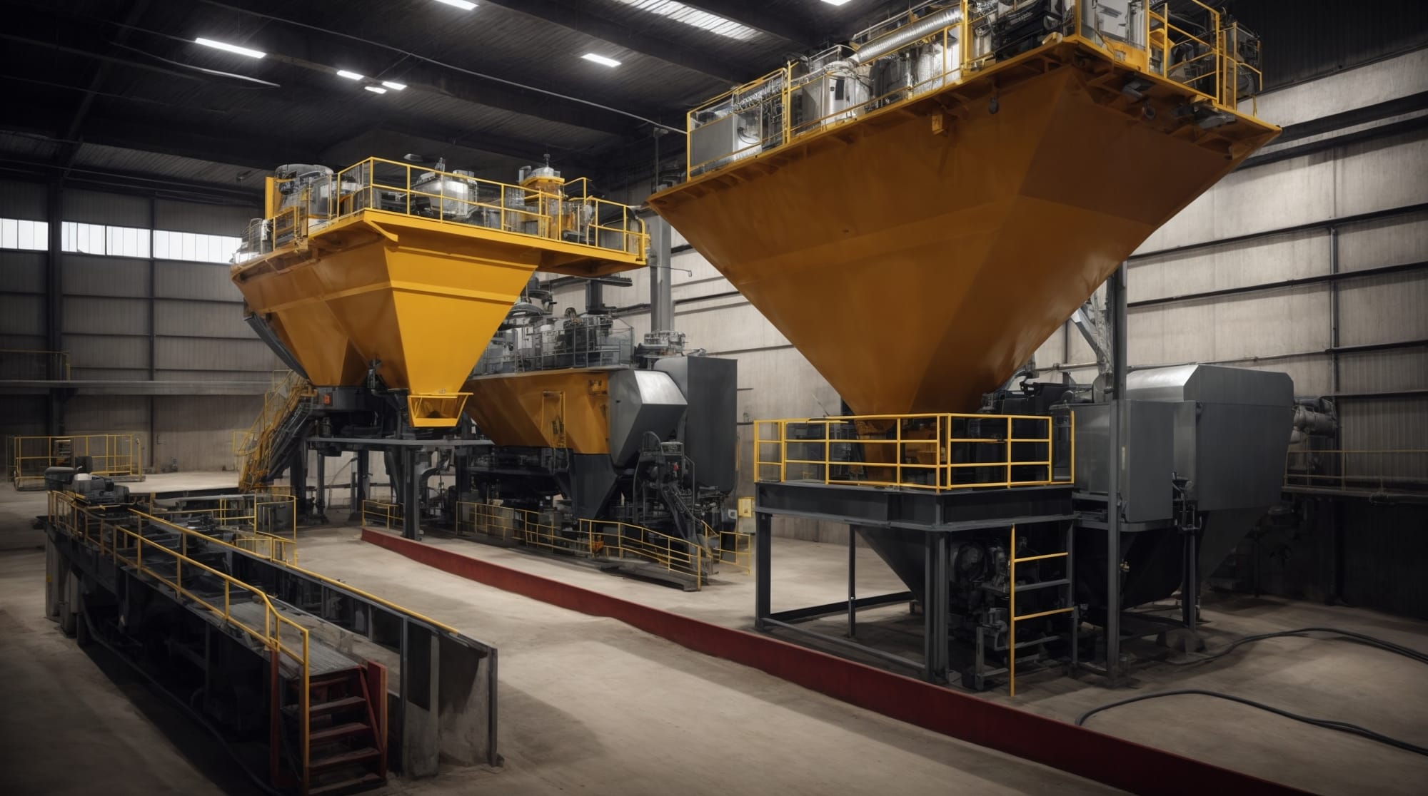 A digital showcase of advanced machinery in a dry concrete batching plant