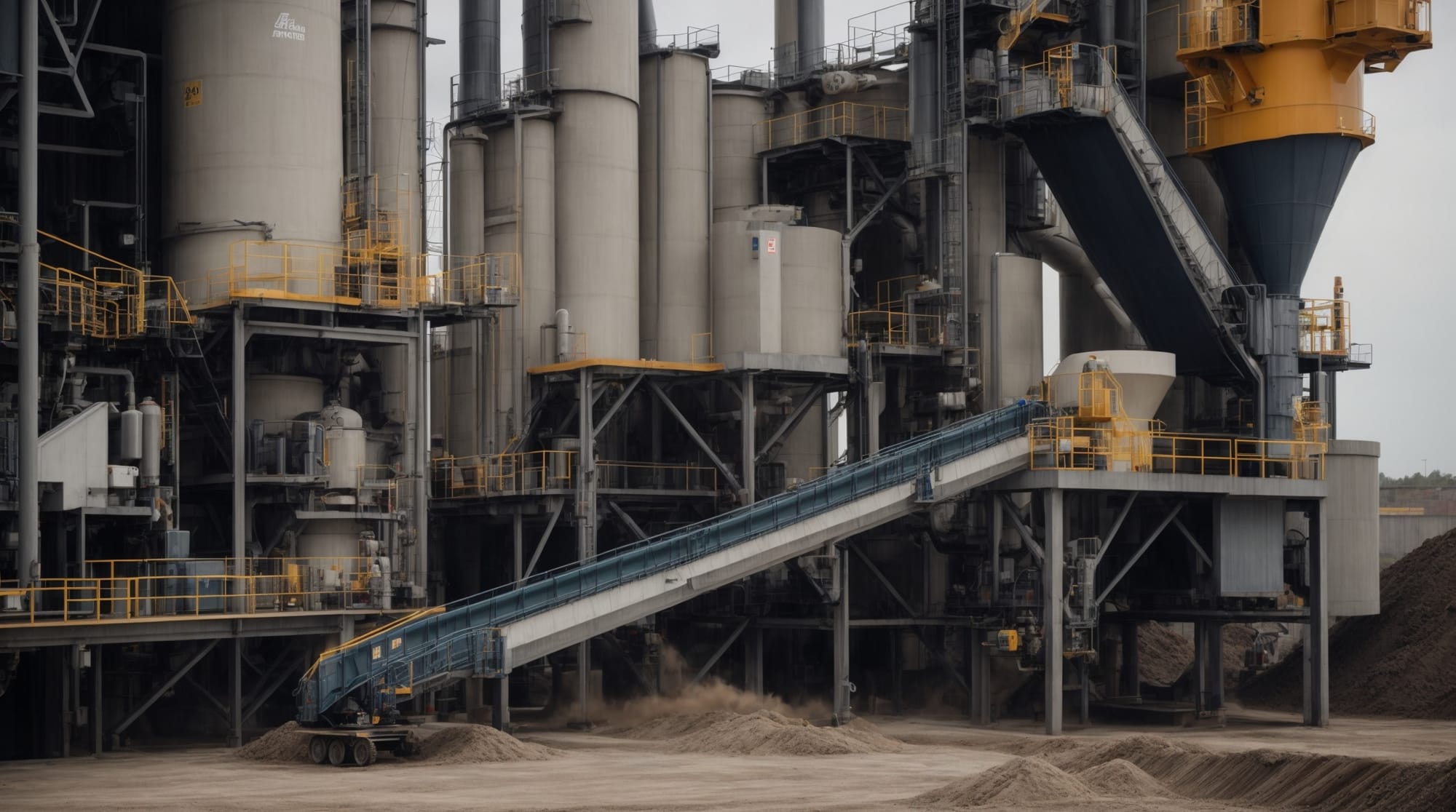 dry concrete batching Visualize an advanced dry concrete batching plant with automated systems
