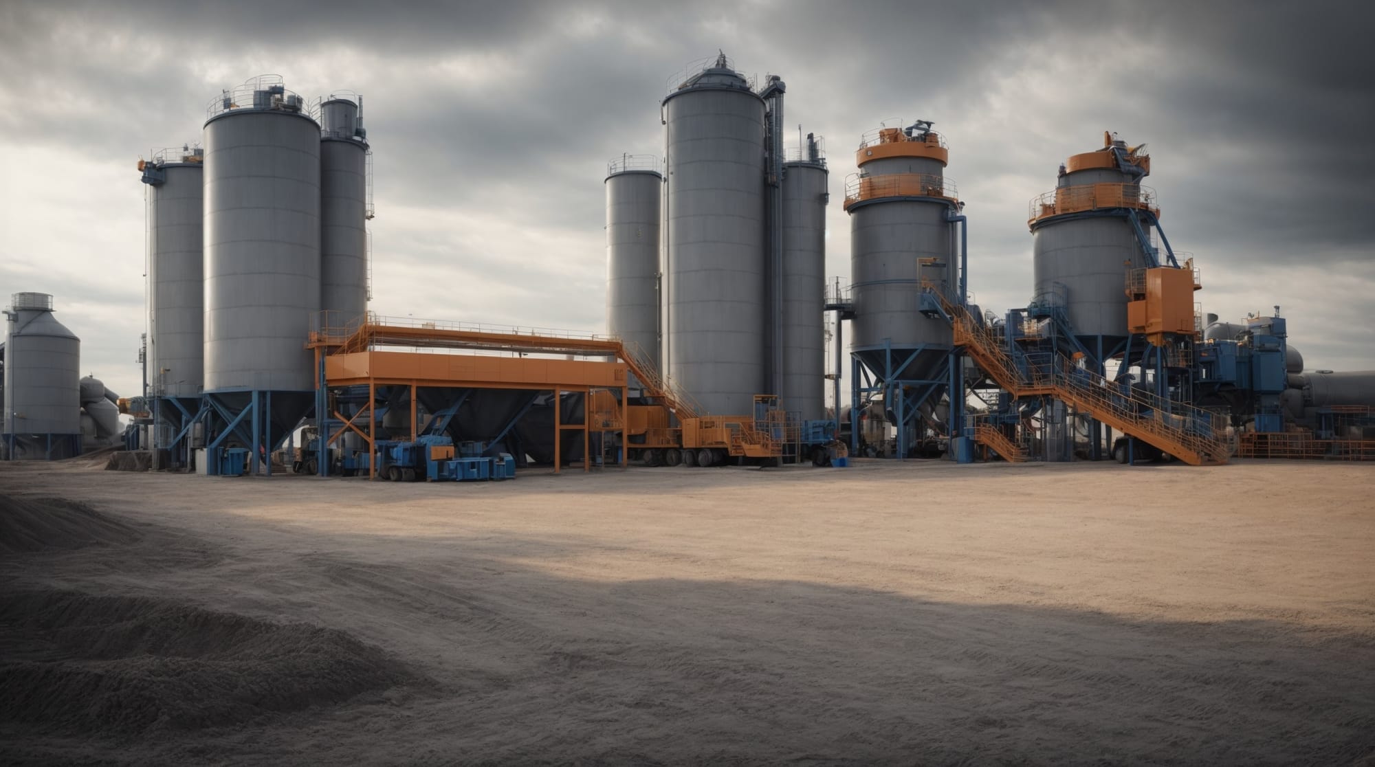 a modern dry concrete batching plant with advanced machinery