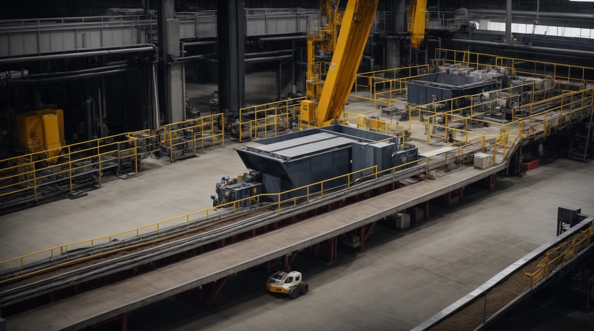 An automated system sorting and distributing materials in a concrete batching plant