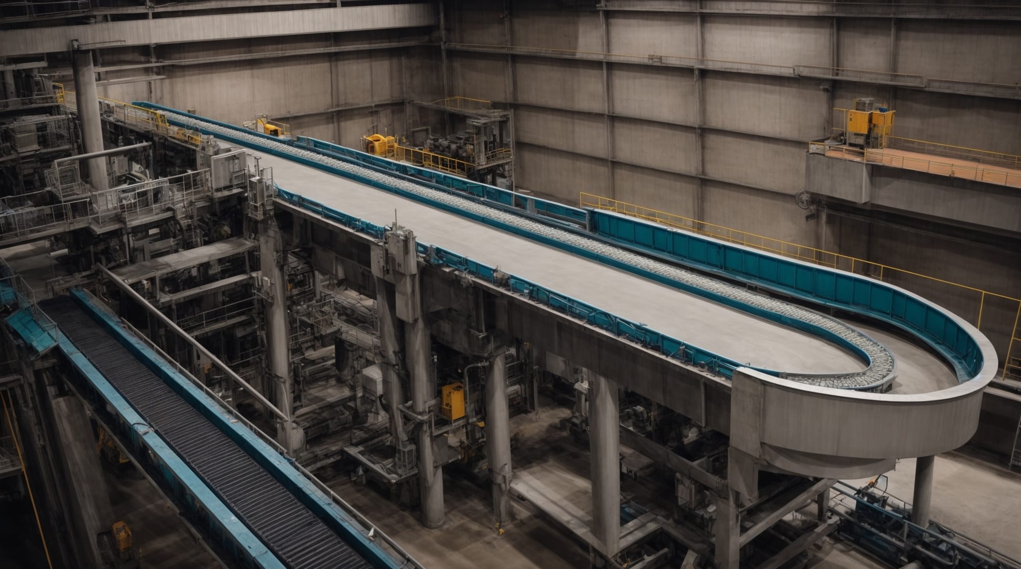 integrated conveyor belt system in a concrete batching plant