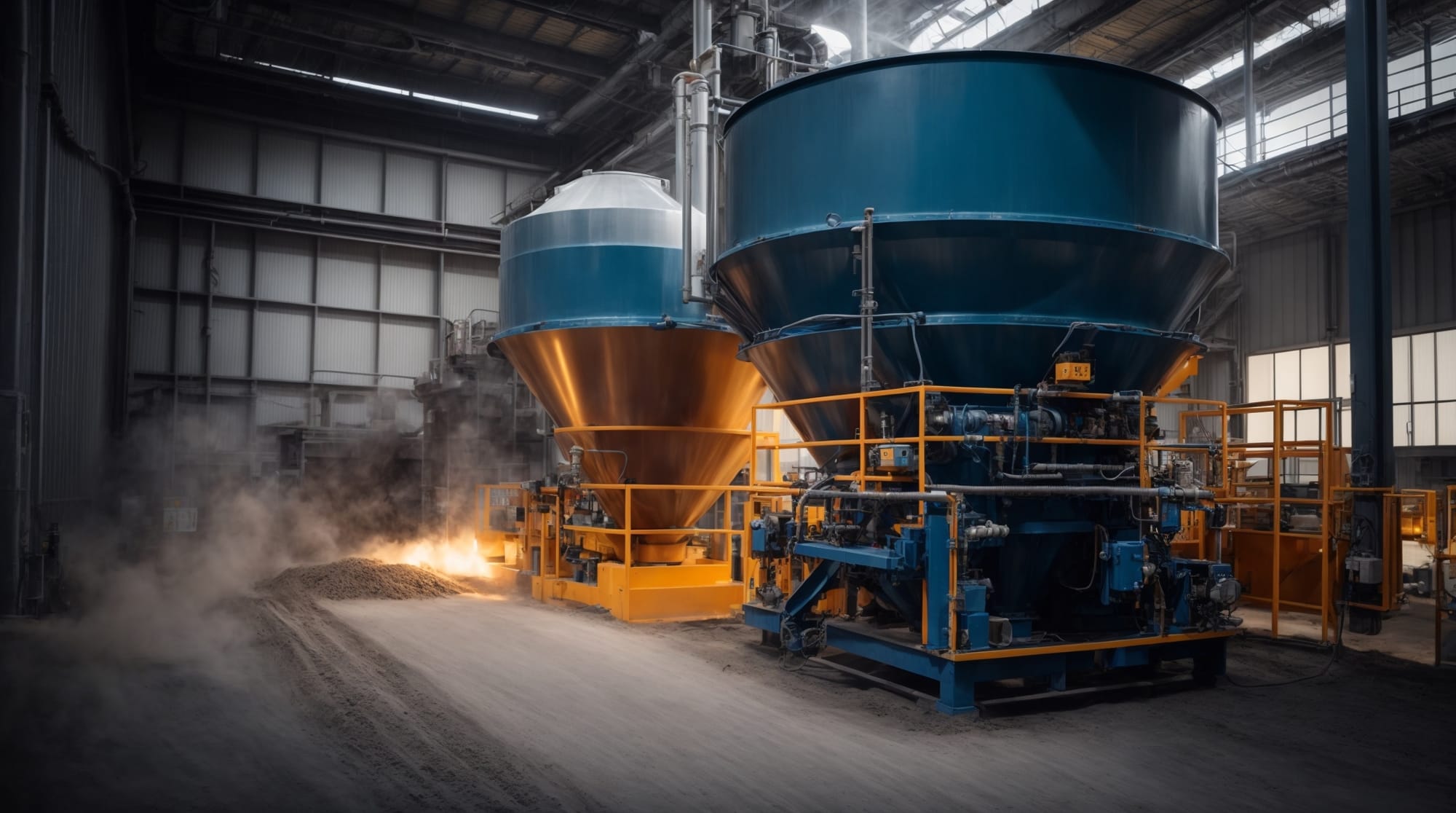 Modern mixer technology used in dry concrete batching plants