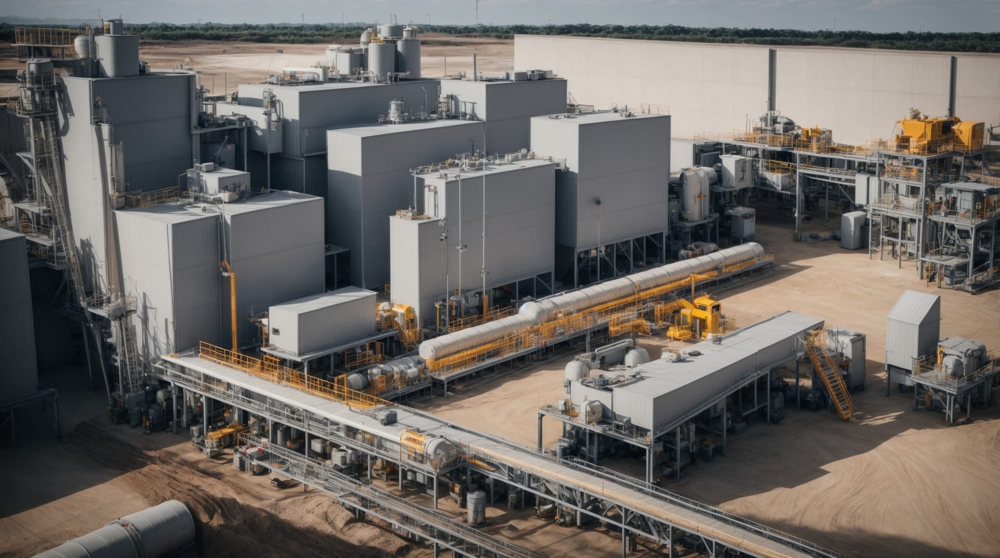 Modular components in a dry concrete batching plant layout