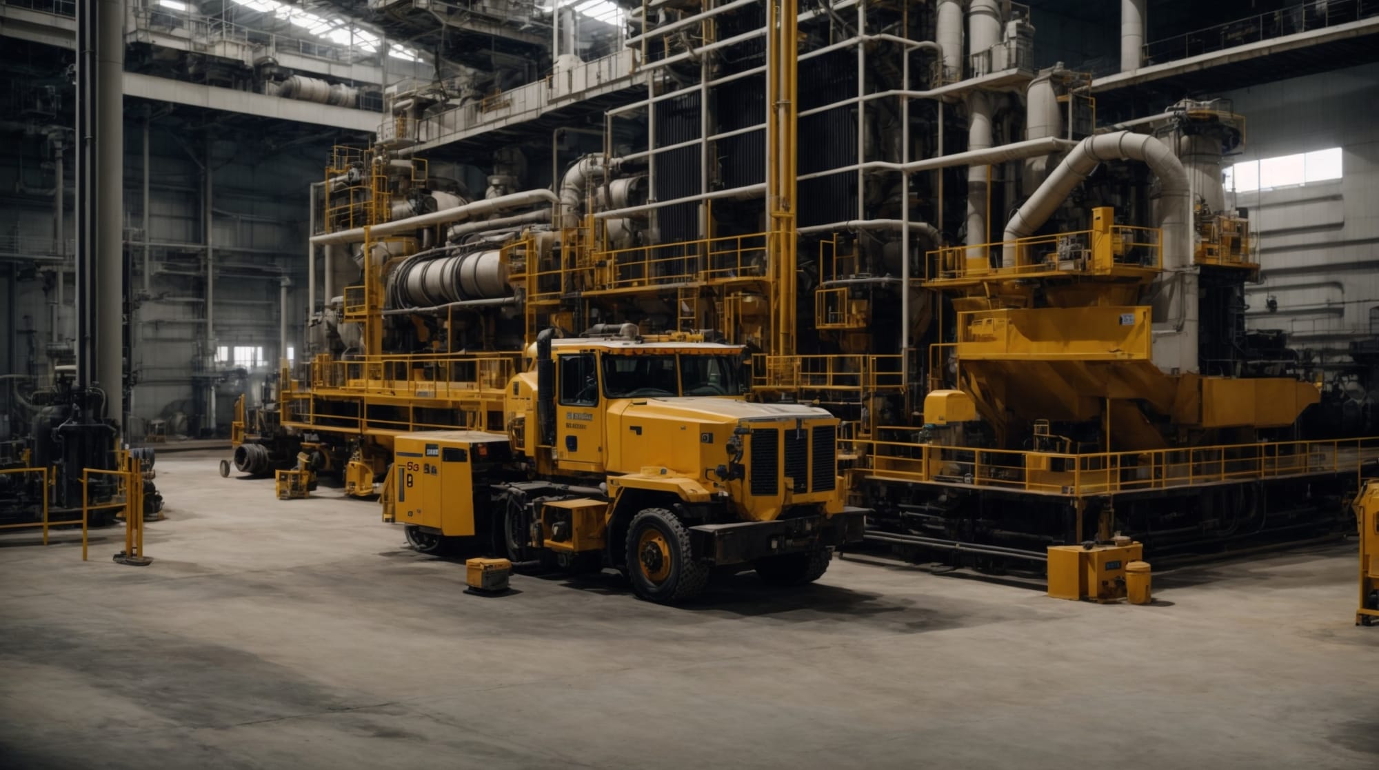 Scheduled maintenance operation in progress at a concrete batching plant