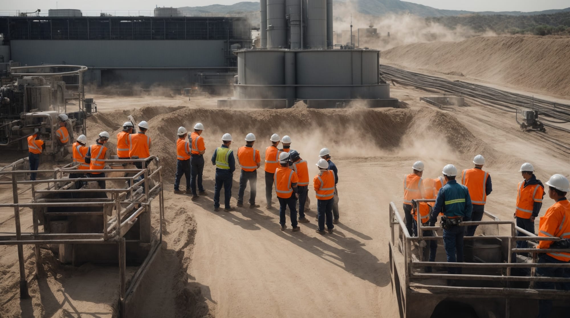 Training session in progress at a dry concrete batching plant