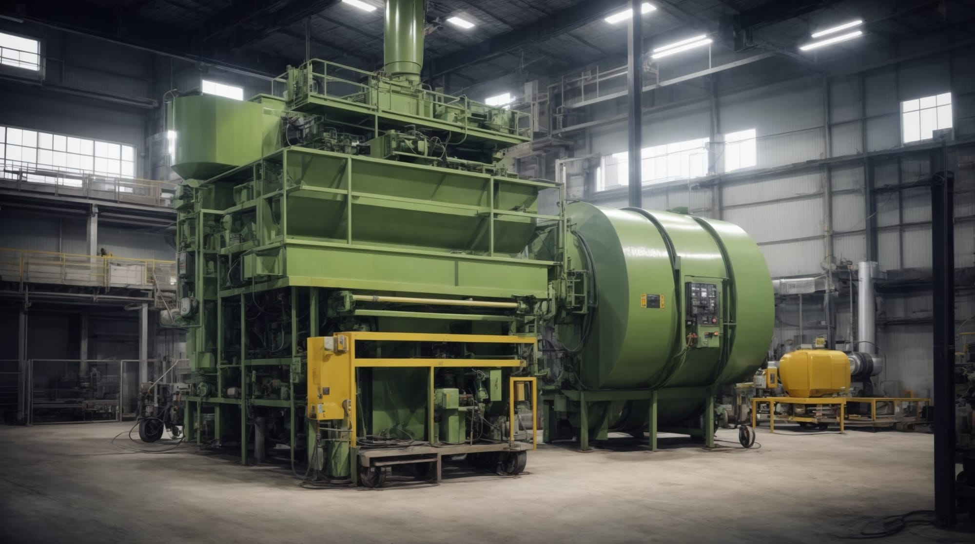 Advanced concrete mixing equipment set in an environmentally conscious facility