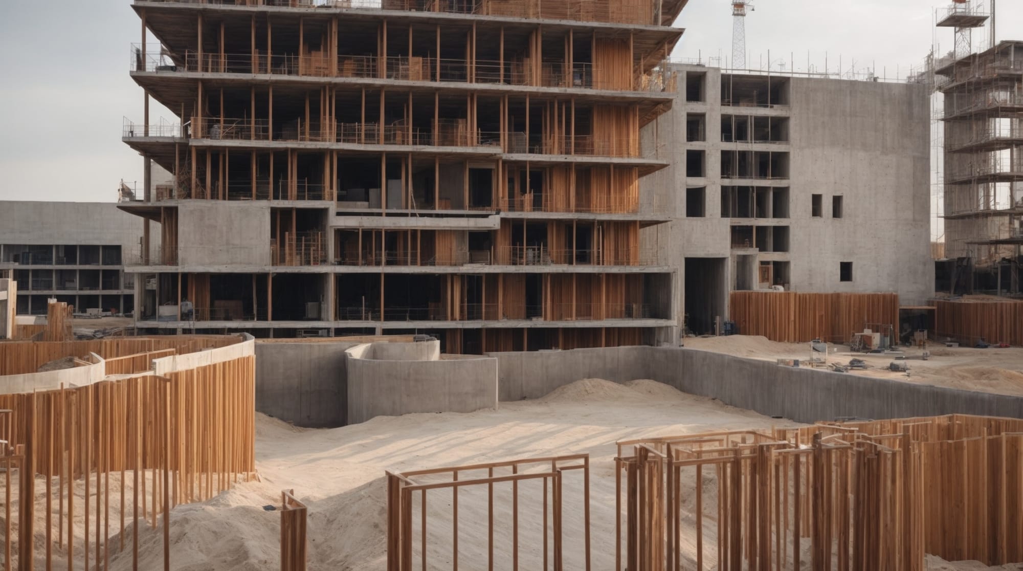 an image of a construction site implementing dry mix concrete