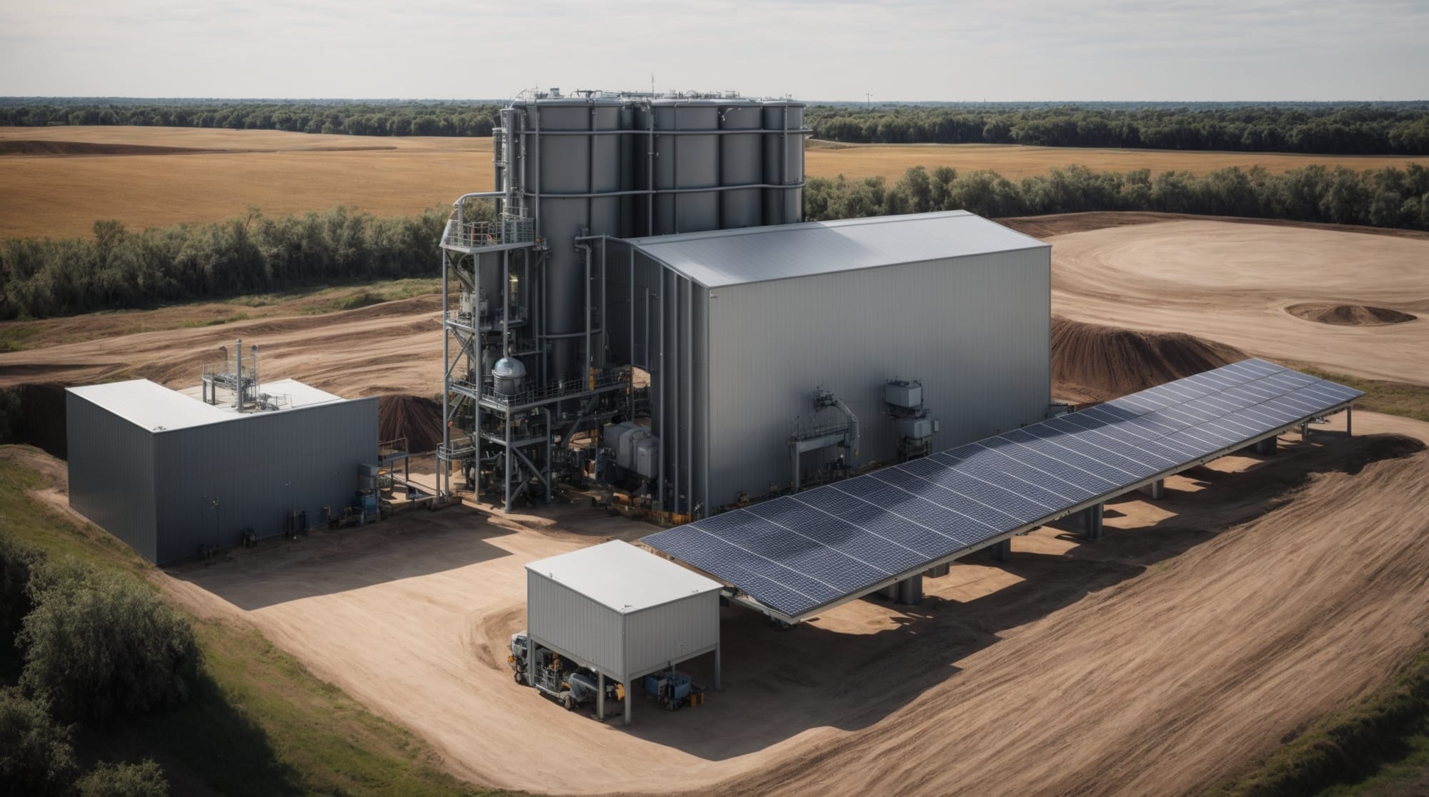 eco-friendly dry concrete batching plant with solar panels