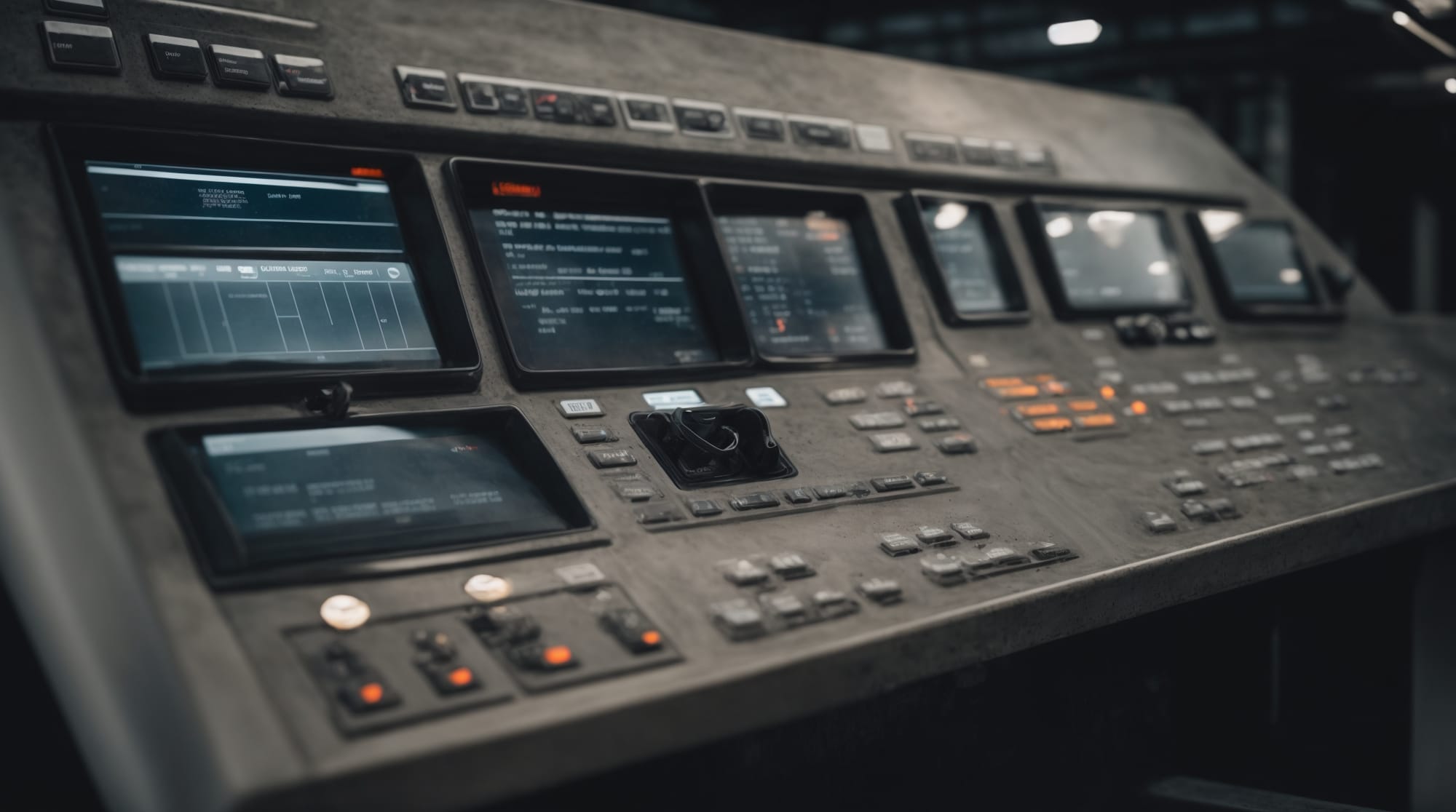 A sophisticated automatic control panel at a dry concrete batching plant