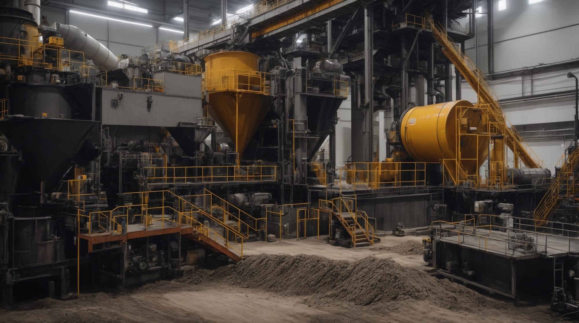 recycling process at a dry concrete batching plant